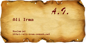 Ali Irma névjegykártya