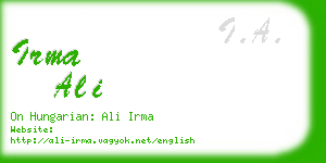 irma ali business card